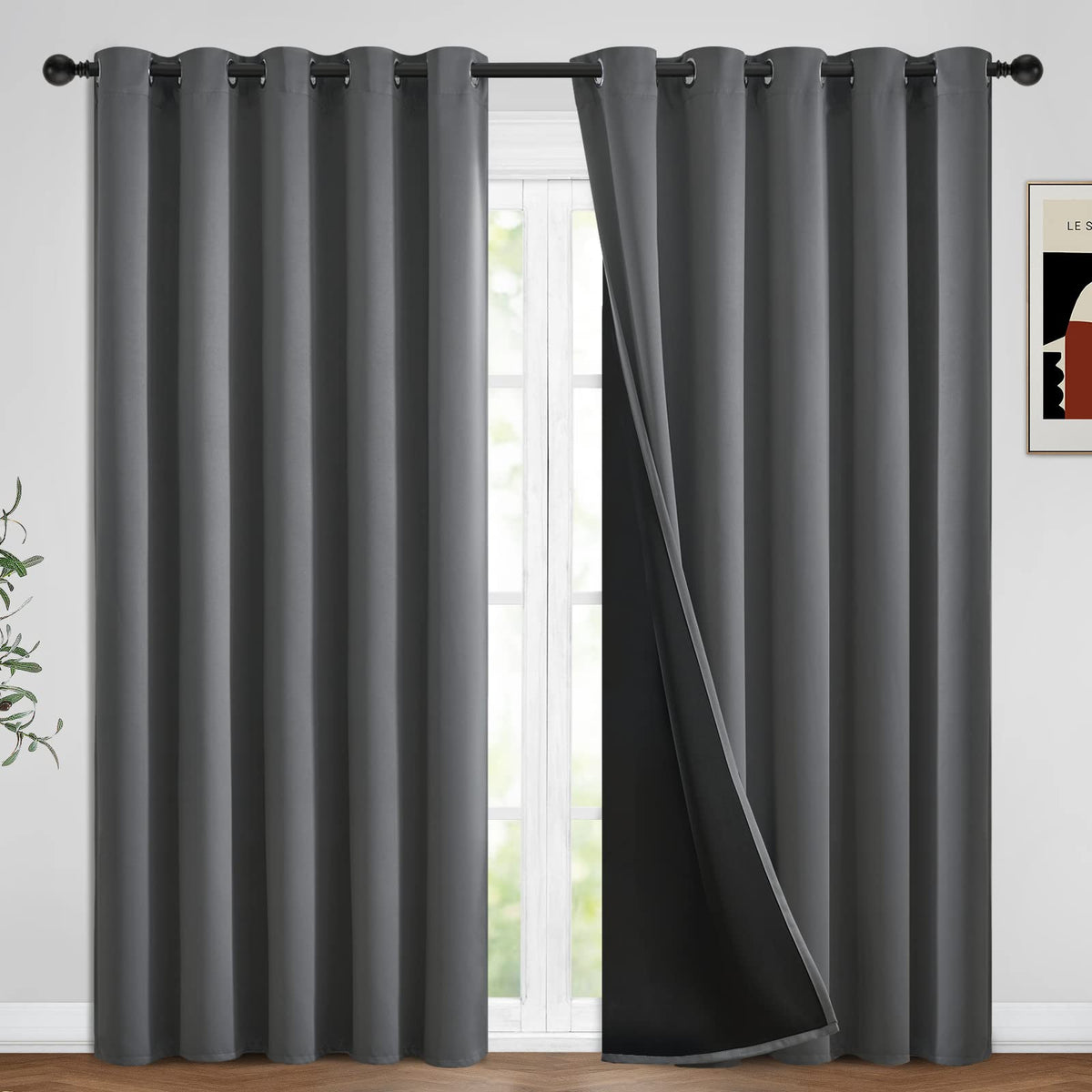 Yakamok Emerald Green Blackout Curtains 84 inches for Living Room, 52" Wide