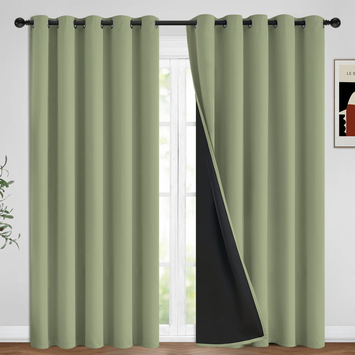 Yakamok Emerald Green Blackout Curtains 84 inches for Living Room, 52" Wide