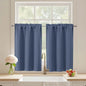 Black Cafe Curtains 24 Inch Length, Light Blocking Short Kitchen Window Curtains Over Sink, Half Window Blackout Drapes Tier Rod Pocket for Bathroom Basement Cabinet, 2x30Wx24L Inches