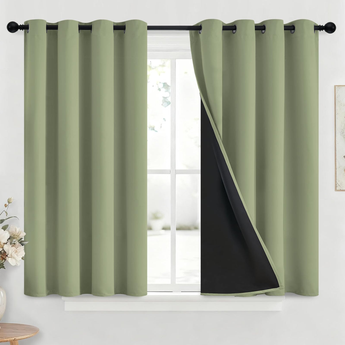 Yakamok Emerald Green Blackout Curtains 84 inches for Living Room, 52" Wide