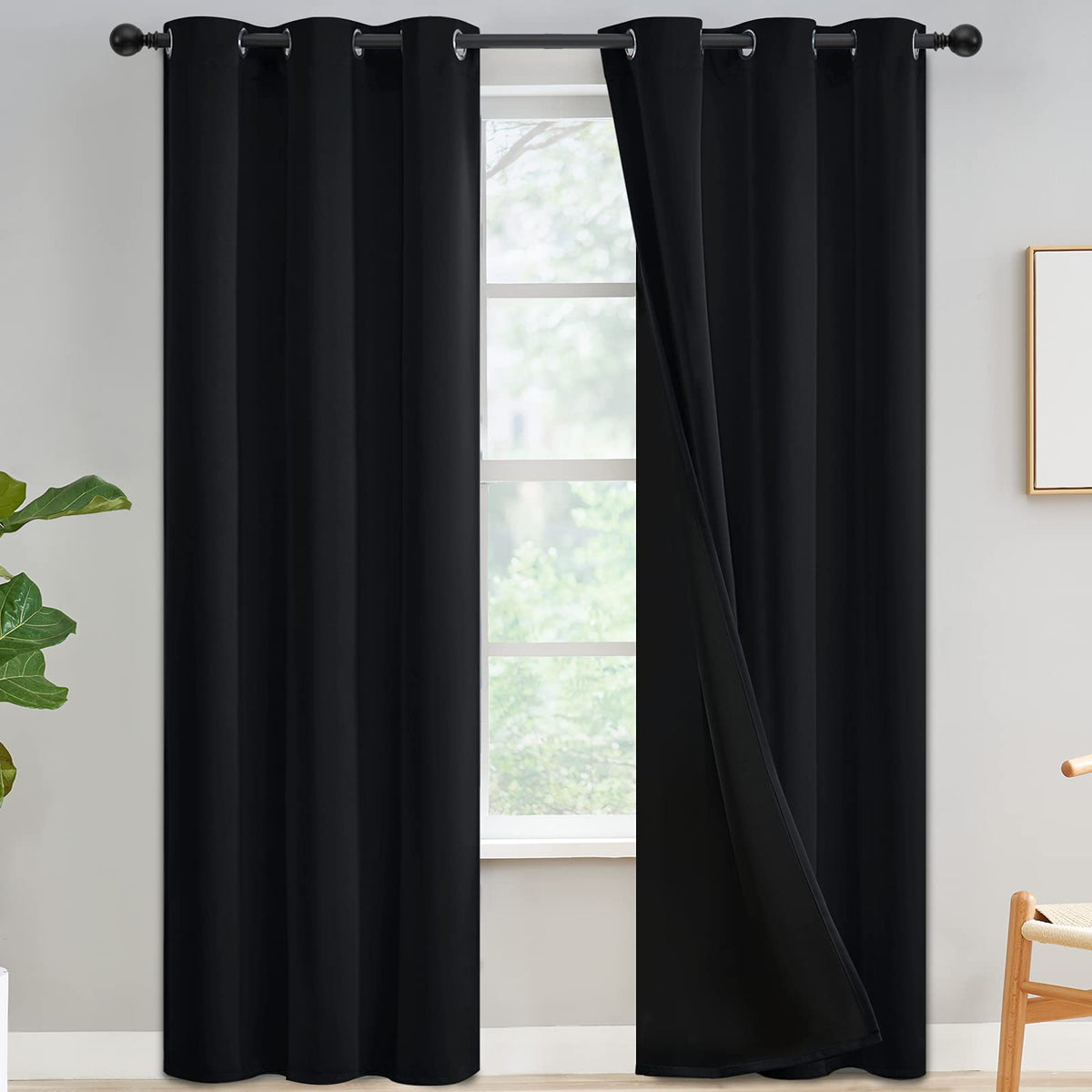 Yakamok Emerald Green Blackout Curtains 84 inches for Living Room, 52" Wide