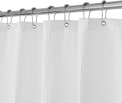 Barossa Design Waffle Weave White Shower Curtain Hotel, Standard Size