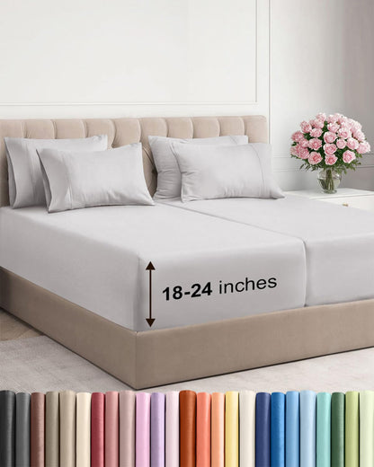 CGK Extra Deep King Sheet Set - 6pc Cooling Sheets - White
