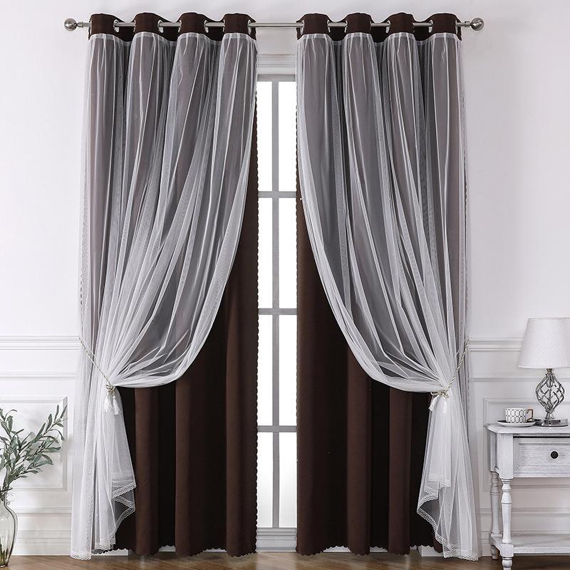 European Luxury Nordic Princess Style Double Layer Sheer Curtain, Elegant Bedroom Living Room Balcony Drapes, 1pc Cloth Window Covering, Home Textile, Home Decoration Curtain, Home Decorative Curtain