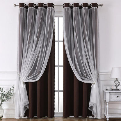 European Luxury Nordic Princess Style Double Layer Sheer Curtain, Elegant Bedroom Living Room Balcony Drapes, 1pc Cloth Window Covering, Home Textile, Home Decoration Curtain, Home Decorative Curtain