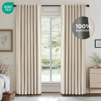 Inovaday | Blackout Curtains- 2pcs Linen Curtains for Bedroom & Living Room – Rod Pocket & Back Tab,Light Blocking Window Curtains for Apartment, Back To School,Renter-Friendly/Dorm Essentials,Home Textile
