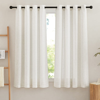 NICETOWN Semi Sheer Linen Ivory Curtains for Bedroom, W52xL84, 2 Panels