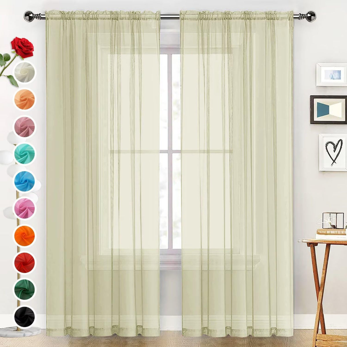 SpaceDresser Sheer Voile Curtains for Living Room 84 Inch Long 2 Panels