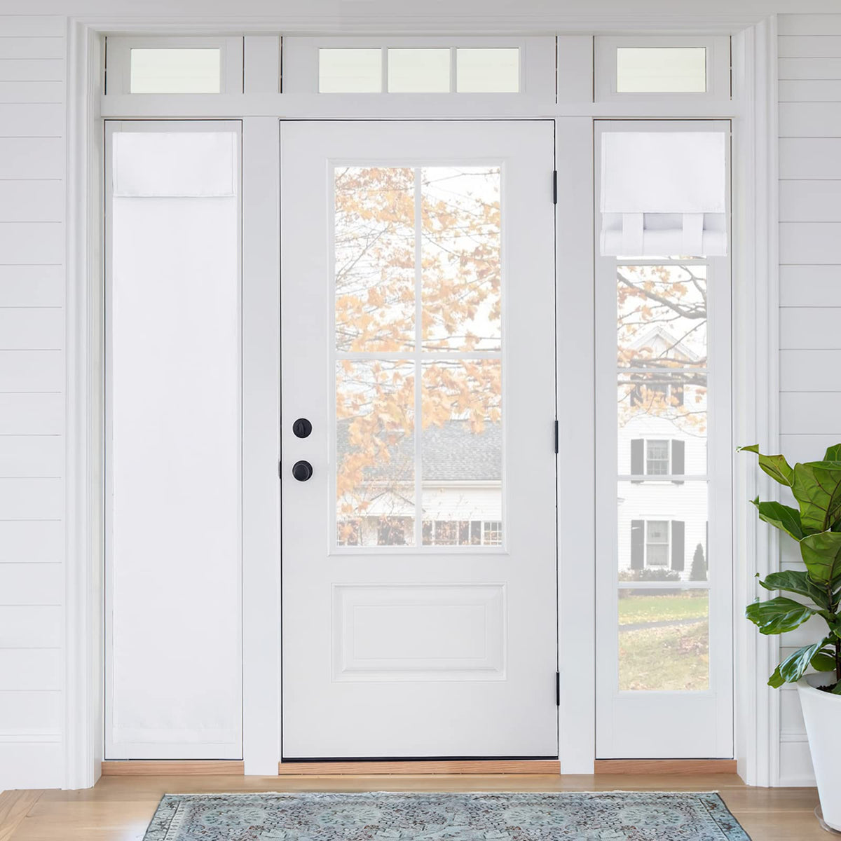 RYB HOME Blackout French Door Curtain, No Drill, W26 x L69, Black, 1 Panel