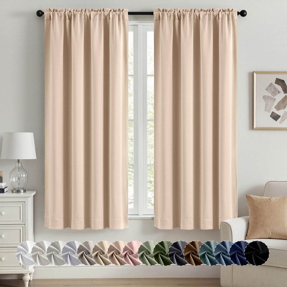 MIULEE Halloween Black Blackout Curtains for Bedroom Room 40"x63" 2 Panels