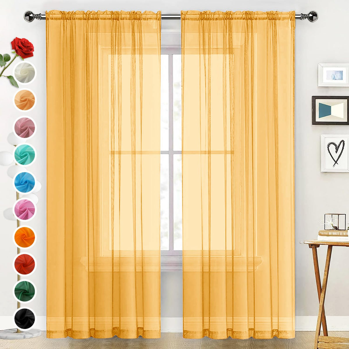 SpaceDresser Sheer Voile Curtains for Living Room 84 Inch Long 2 Panels