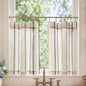 jinchan Linen Striped Tier Curtains for Kitchen Windows Green 26 x 24 inch