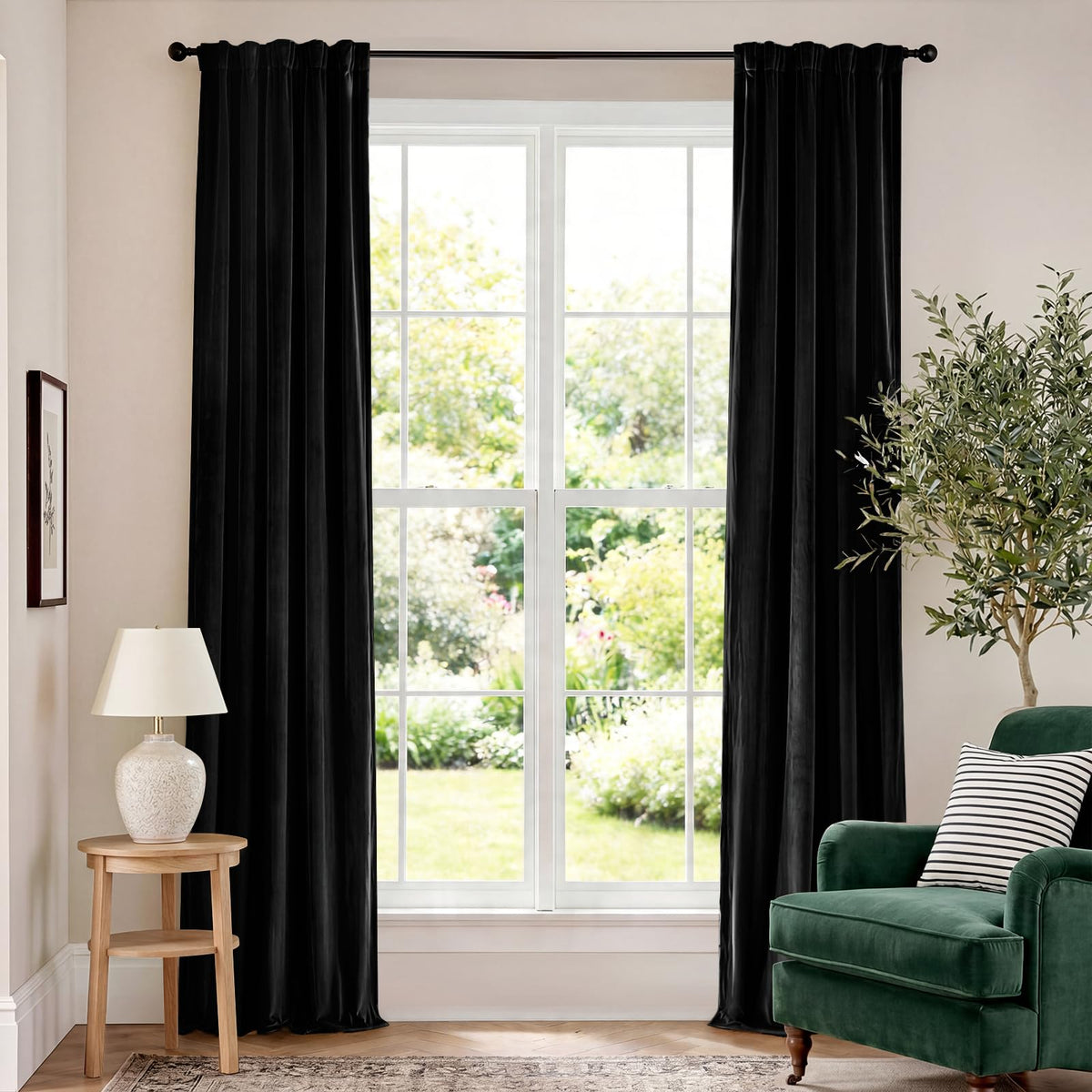 Lazzzy Blackout Curtains Thermal Insulated Curtains Room Window Drapes Super Soft Luxury Curtains for Living Room Bedroom Rod Pocket 2 Panels, 96 Inch Lined | Beige