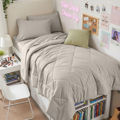 HEVUMYI 7-Piece Full Comforter Set, Dark Grey Bed in a Bag