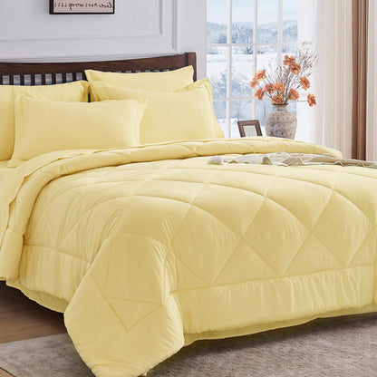 HEVUMYI 7-Piece Full Comforter Set, Dark Grey Bed in a Bag