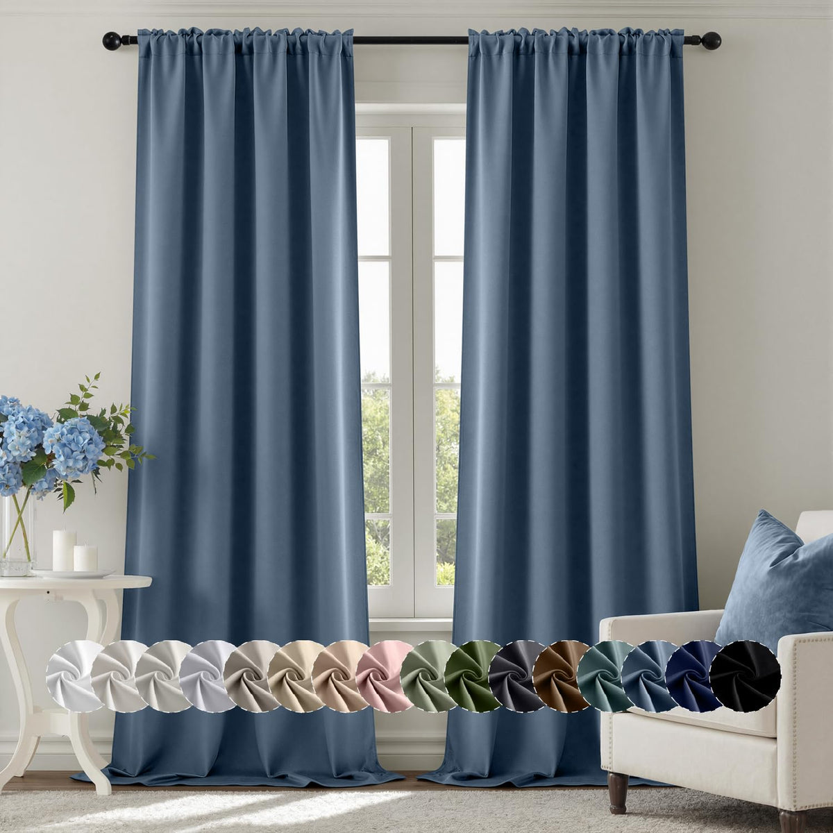 MIULEE Halloween Black Blackout Curtains for Bedroom Room 40"x63" 2 Panels