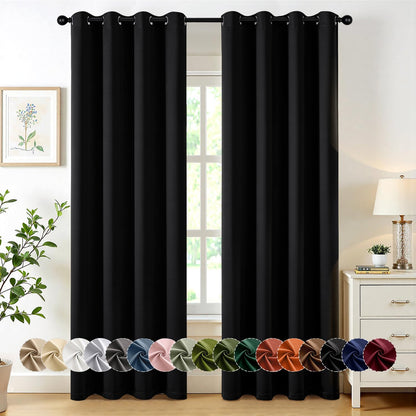 MIULEE Blackout Curtains for Bedroom 2 Panels 40 x 63 Inch Long Black