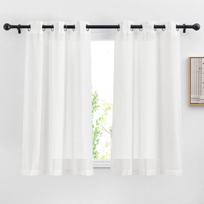 NICETOWN Semi Sheer Linen Ivory Curtains for Bedroom, W52xL84, 2 Panels