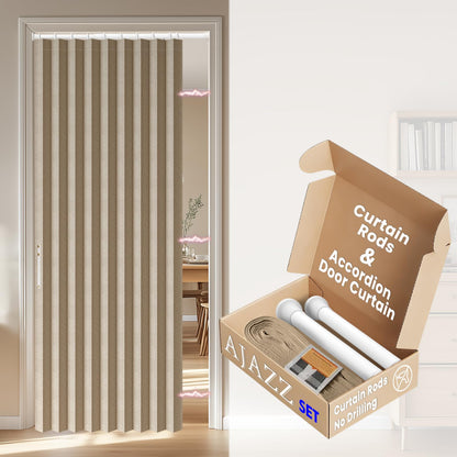 AJAZZ Blackout Accordion Door Magnetic Door Curtain Folding Closet Doors Curtain Invisible for Bedroom Room Living Room Doorway, Grey 42" W x 78" L, 1 Panel