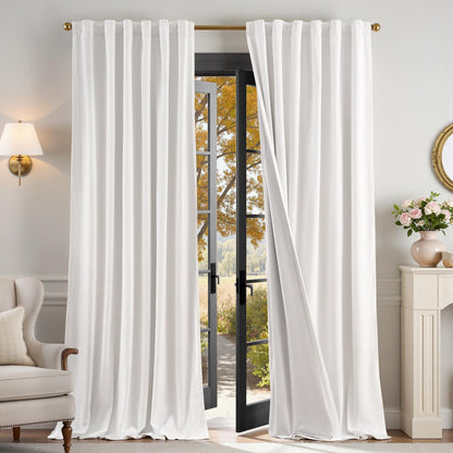 Lazzzy Blackout Curtains Thermal Insulated Curtains Room Window Drapes Super Soft Luxury Curtains for Living Room Bedroom Rod Pocket 2 Panels, 96 Inch Lined | Beige