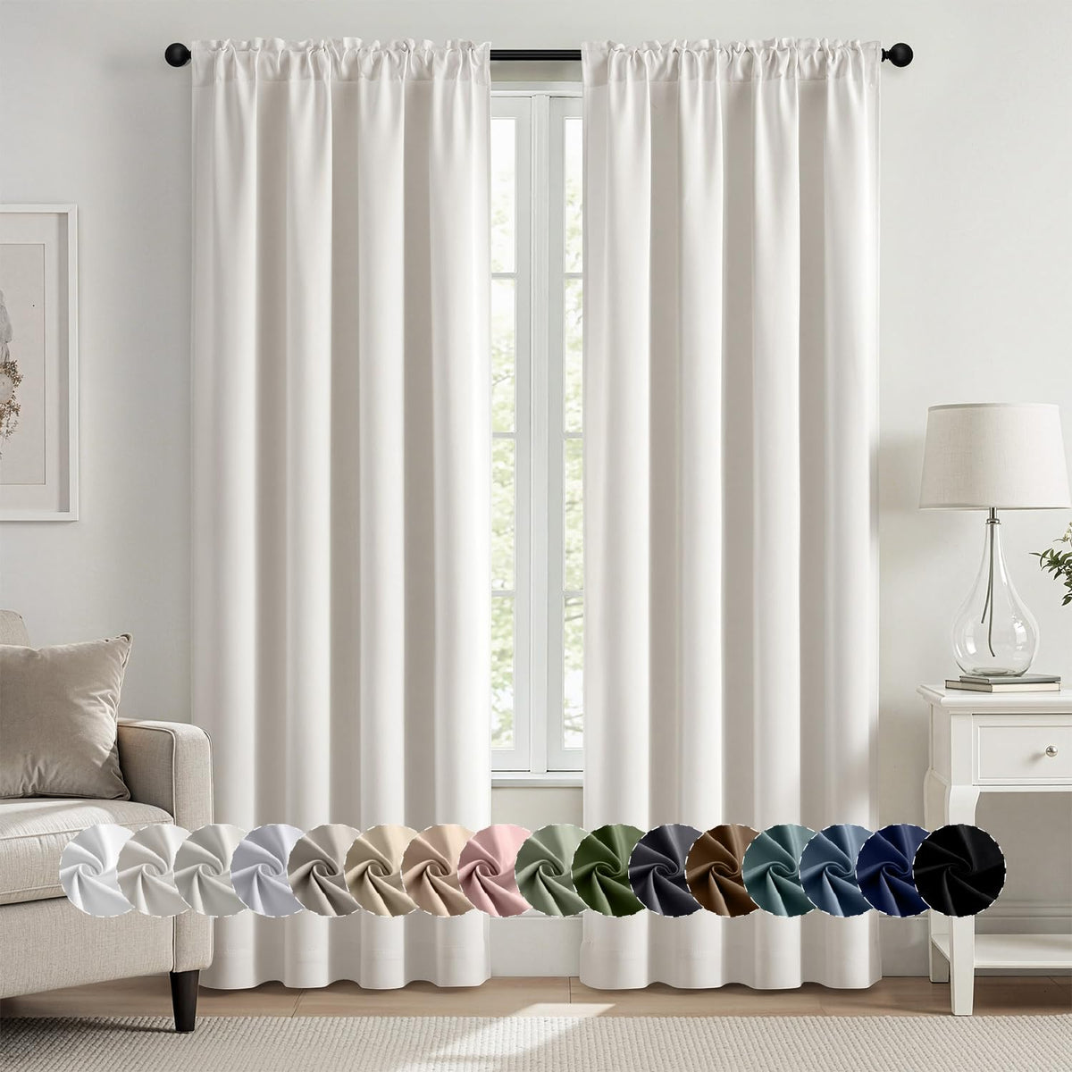 MIULEE Halloween Black Blackout Curtains for Bedroom Room 40"x63" 2 Panels