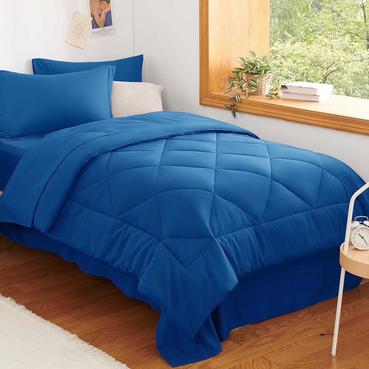 CozyLux Full Comforter Set 82"x86" Dark Grey - 7 Piece Bed in a Bag