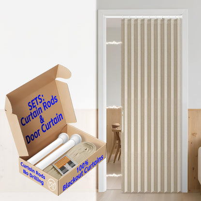 AJAZZ Blackout Accordion Door Magnetic Door Curtain Folding Closet Doors Curtain Invisible for Bedroom Room Living Room Doorway, Grey 42" W x 78" L, 1 Panel