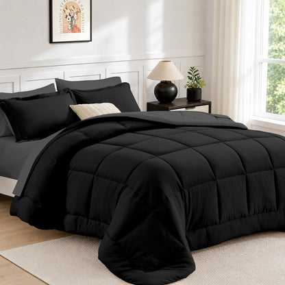FUANNA Queen Comforter Set 7 Pieces, Reversible Bed Set, Soft Bed in a Bag