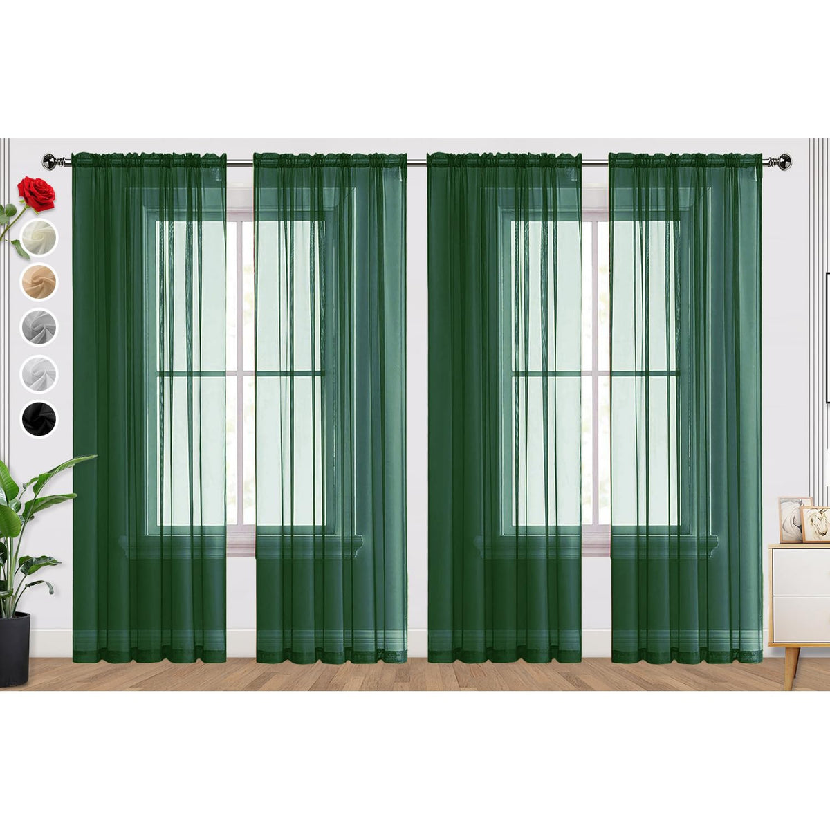 SpaceDresser Sheer Voile Curtains for Living Room 84 Inch Long 2 Panels