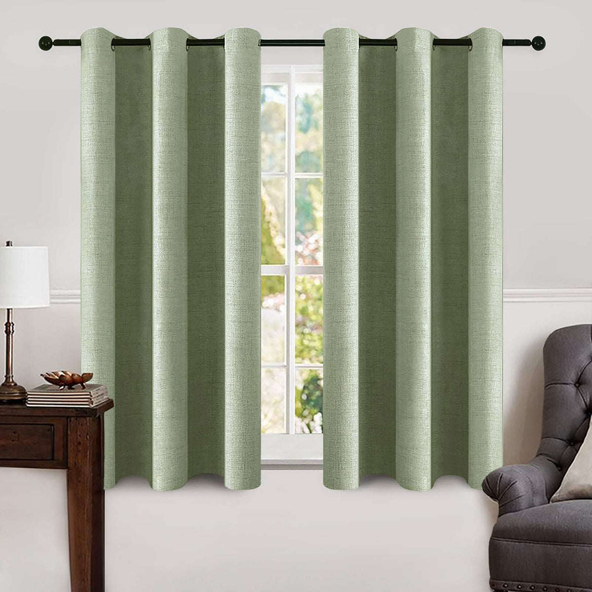 MIULEE 100% Blackout Linen Curtains for Bedroom 52x84 Inches Natural Beige