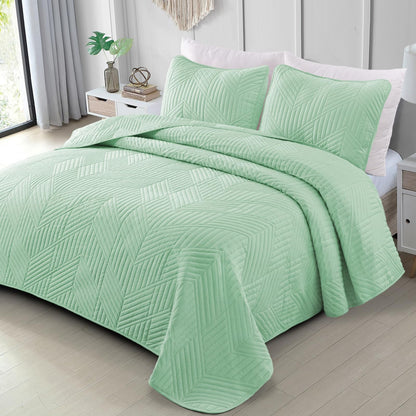 Exclusivo Mezcla Ultrasonic Full Queen Quilt Bedding Set, Beige Cream