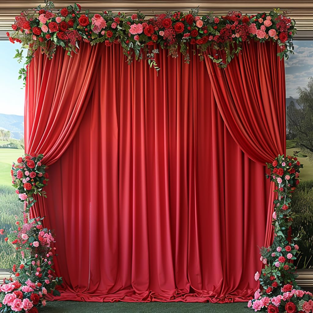 10x10ft Wrinkle Free Ivory Backdrop Curtain for Parties Soft Fabric Drapes Wedding Ivory Curtain Backdrop for Birthday Party Decorations Background for Photography 5x10ft,2 Panels