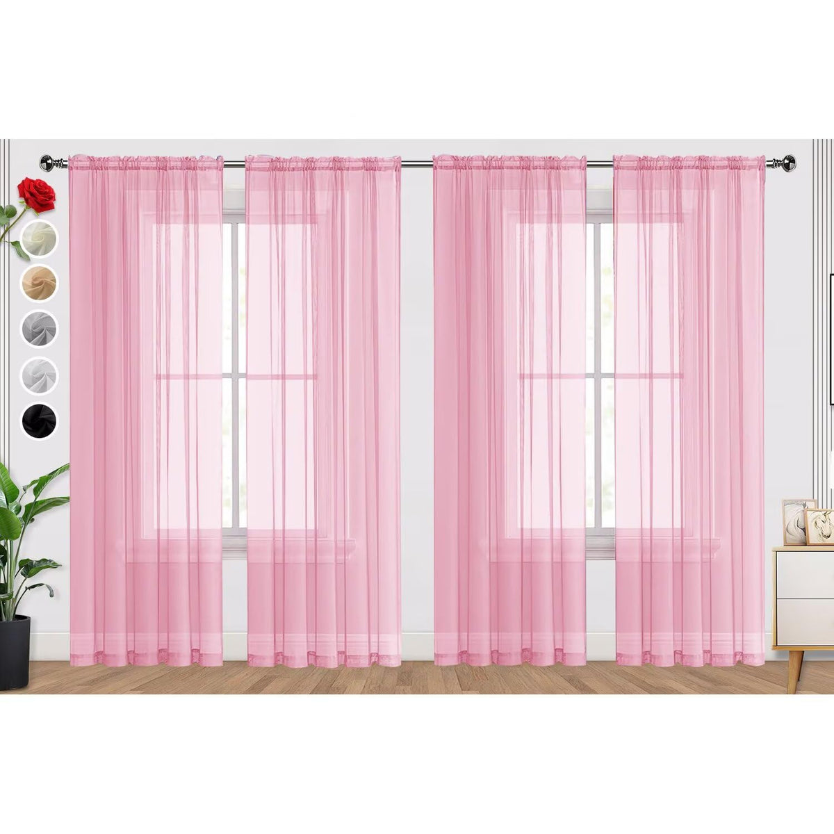 SpaceDresser Sheer Voile Curtains for Living Room 84 Inch Long 2 Panels