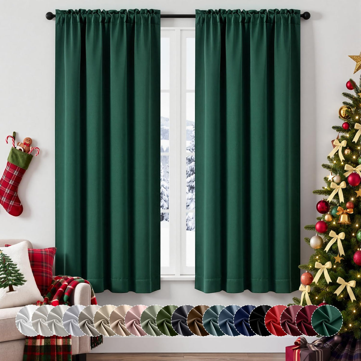 MIULEE Halloween Black Blackout Curtains for Bedroom Room 40"x63" 2 Panels