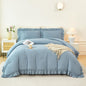 ANGIYUIN Light Blue Ruffle Girls Comforter Set Twin Size 5 Pieces Ruffled Farmhouse Bed in A Bag Solid Boho Bedding Comforter Sets Soft Fluffy Bed Sets for Kids Girl(Light Blue Twin)