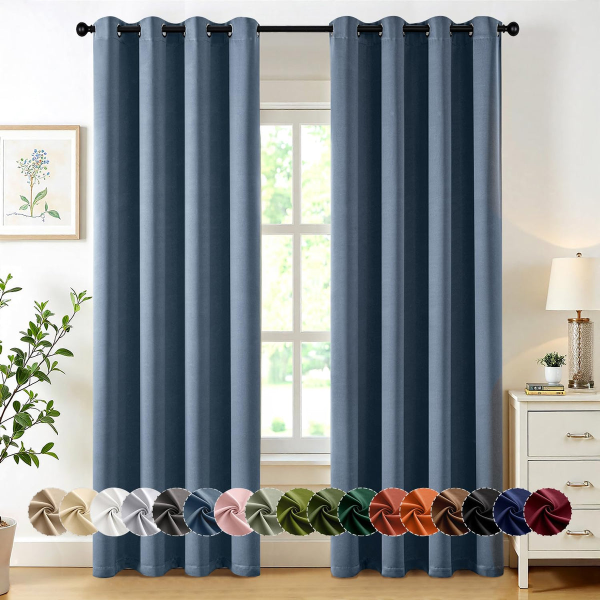 MIULEE Blackout Curtains for Bedroom 2 Panels 40 x 63 Inch Long Black
