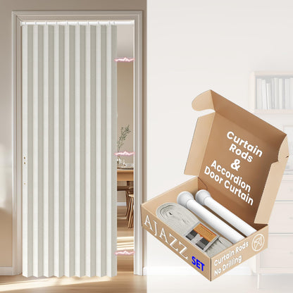 AJAZZ Blackout Accordion Door Magnetic Door Curtain Folding Closet Doors Curtain Invisible for Bedroom Room Living Room Doorway, Grey 42" W x 78" L, 1 Panel