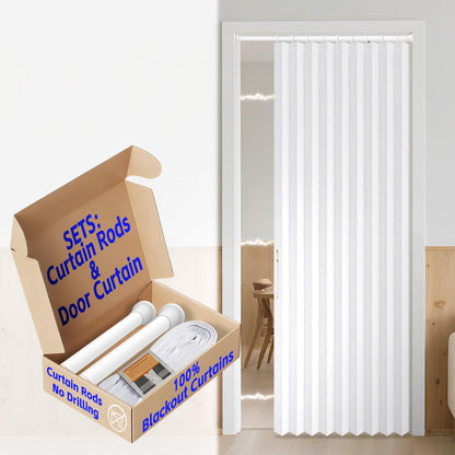 AJAZZ Blackout Accordion Door Magnetic Door Curtain Folding Closet Doors Curtain Invisible for Bedroom Room Living Room Doorway, Grey 42" W x 78" L, 1 Panel