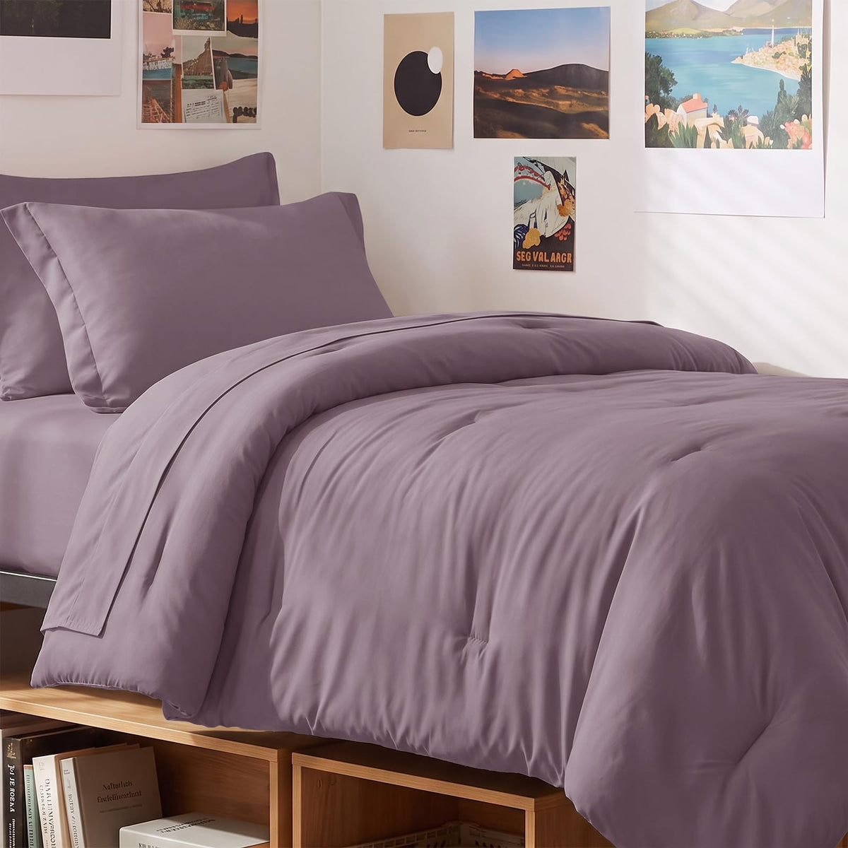CozyLux Queen Comforter Set Black, 7 Pieces Bed in a Bag