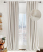 Linen Total Blackout Curtains for Bedroom Living Room 84 Inch, Cream