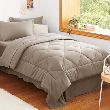 CozyLux Full Comforter Set 82"x86" Burgundy - 7 Piece Bed in a Bag