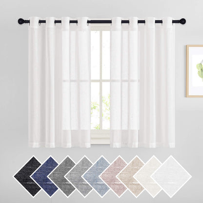 NICETOWN Semi Sheer Linen Ivory Curtains for Bedroom, W52xL84, 2 Panels