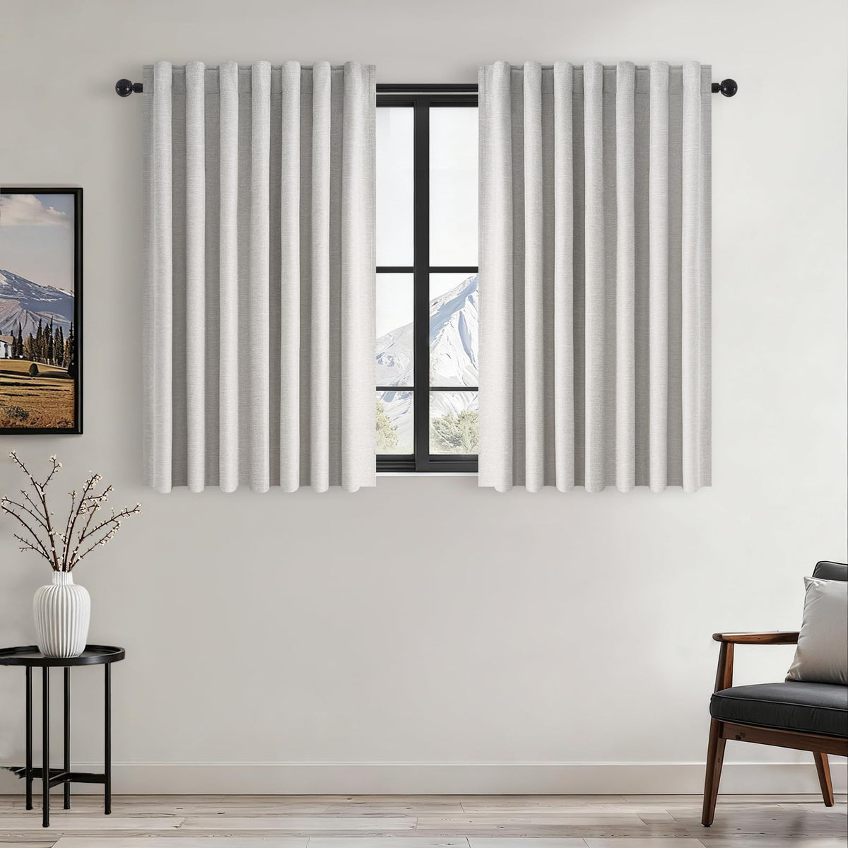 Topfinel Cream Linen Blackout Curtains 84 Inch Long for Bedroom Living Room, Ivory Pinch Pleat Back Tab Full Blackout Drapes Farmhouse Boho Curtains for Window, White Neutral Curtains 52" X 84" 7 FT