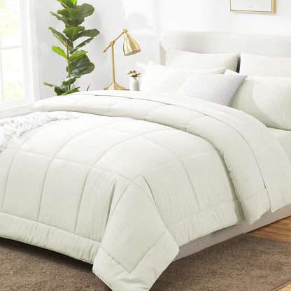 CozyLux Queen Comforter Set Black - 7 Pieces Bed in a Bag