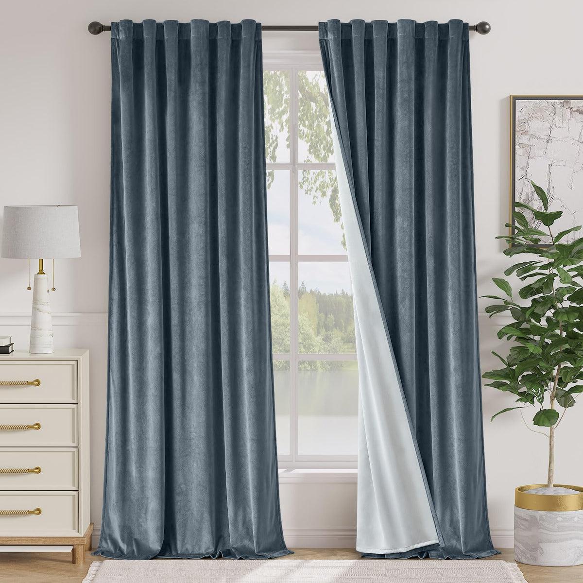 Lazzzy Blackout Curtains Thermal Insulated Curtains Room Window Drapes Super Soft Luxury Curtains for Living Room Bedroom Rod Pocket 2 Panels, 96 Inch Lined | Beige