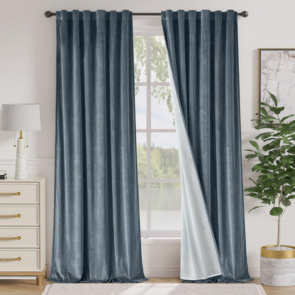 Lazzzy Blackout Curtains Thermal Insulated Curtains Room Window Drapes Super Soft Luxury Curtains for Living Room Bedroom Rod Pocket 2 Panels, 96 Inch Lined | Beige