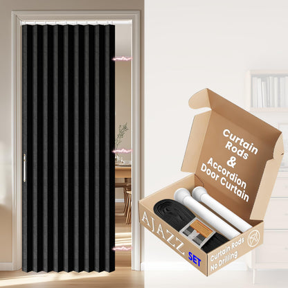 AJAZZ Blackout Accordion Door Magnetic Door Curtain Folding Closet Doors Curtain Invisible for Bedroom Room Living Room Doorway, Grey 42" W x 78" L, 1 Panel