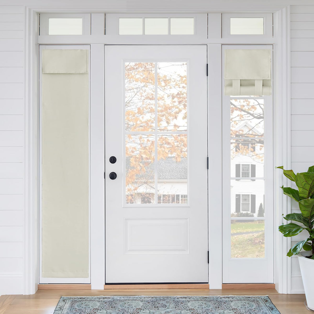 RYB HOME Blackout French Door Curtain, No Drill, W26 x L69, Black, 1 Panel