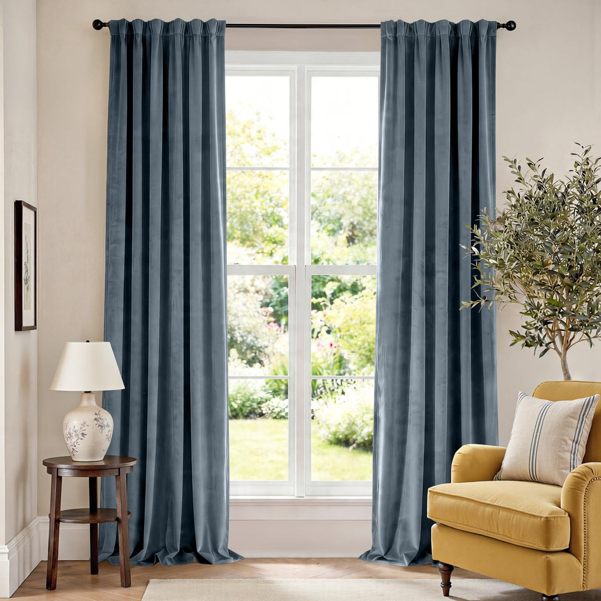 Lazzzy Blackout Curtains Thermal Insulated Curtains Room Window Drapes Super Soft Luxury Curtains for Living Room Bedroom Rod Pocket 2 Panels, 96 Inch Lined | Beige