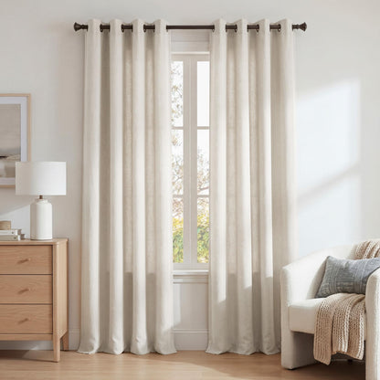 NICETOWN Semi Sheer Linen Ivory Curtains for Bedroom, W52xL84, 2 Panels